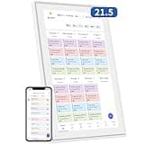 21.5 Inch Digital Calendar, Electronic Chore Chart, Smart Weekly and Monthly Planner 1920 * 1080P IPS Touchscreen Wall and Desk Calendar for Family Schedules, White