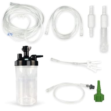 Oxygen Humidifier Bottle Set, Complete Kit with Oxygen Tubing, Oxygen Tubes Splitter & Connectors for Direct Installation, Easy Install for Home & Travel Use, 11PCS