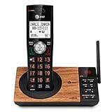AT&T CL82167 Cordless Phone with Answering Machine, Call Blocking, Caller ID Announcer, Intercom and Long Range, Black & Wood Grain Finish