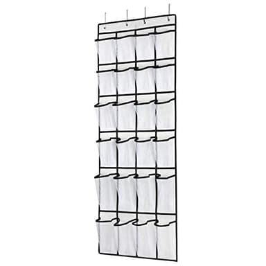 SAVERHO Over the Door Shoe Organizer, Hanging Shoe Organizer with 24 Mesh Large Pockets Door Shoe Rack Organizer for Men Women Kids Hanging Shoe Storage Bag.(White