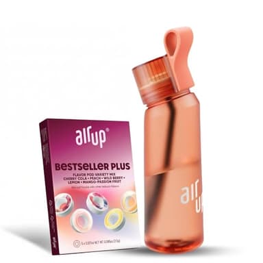 air up water bottle (22 oz) for school, sports, gym | includes 5 scent pods & straw | flavored bottle in orange – also for kids, boys, girls | no calories, sugar-free and suitable for carbonation
