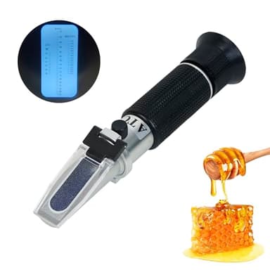 NANBEI Honey Refractometer with ATC, Portable Refractometer for Honey Moisture,Triple Scale (Honey Moisture: 12-27%, Brix: 58-90%, Baume: 38-43°),Ideal for Honey, Molasses,Maple Syrup,Fruit jam