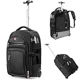 Rolling Backpack with Wheels, USB & Type-C Charging Ports, 21x14x9, Water-Resistant, 17.3" Laptop Compartment, EVA Material, Built-In Customs Lock – Wheeled Business Backpack for Travel, Work, College
