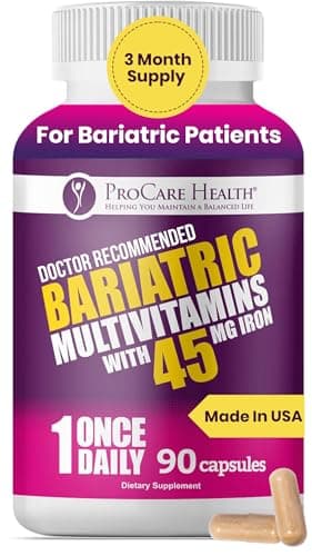 ProCare Health Bariatric Multivitamin 45mg Iron – Once Daily Capsule for Gastric Bypass, Sleeve & Post-Op Support – 90 Easy-to-Swallow Capsules, 3-Month Supply, No Artificial Colors, Gluten-Free