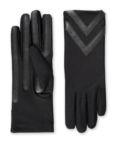 isotoner Womens Spandex Recycled Touchscreen Cold Weather Gloves with Warm Fleece Lining and Chevron Details