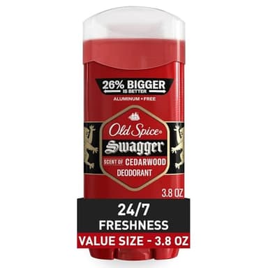 Old Spice Aluminum Free Deodorant for Men Red Zone Collection, Swagger Invisible Solid, Lime & Cedarwood Scent, 3.8 Oz