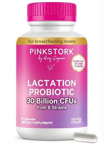 Pink Stork Lactation Probiotic - 30 Billion CFUs Multi Strain Postnatal Probiotics for Breastfeeding Women - Support Breast Milk & Gut Health, Postpartum Essentials, 30 Capsules