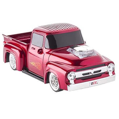 QFX Bluetooth 1956 Pickup Truck Replica Speaker, 3-inch Speakers, Hands Free Link, Built-in Microphone, FM Radio and LED Party Lights, Red - BT-1956 RD