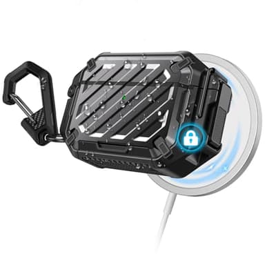 SUPCASE for AirPods Pro 3 Case with Lock & Carabiner, [IP68 Waterproof] [Military-Grade Protection] [Supports Wireless Charging] Anti-Scratch Hard Shell Cover for AirPods Pro 3rd Gen, Black