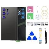 Phoupair Back Glass Replacement for Samsung Galaxy S24 Ultra with Professional Repair Tool Kit (Titanium Black)
