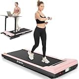 ANCHEER 2 in 1 Under Desk Walking Pad Treadmill, 2.5HP Compact Running Machine with Remote Control, 300lbs Weight Capacity for Home/Gym/Office,Ultra-Quiet, Installation-Free(Pink)