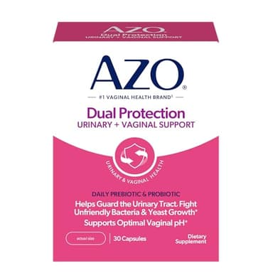AZO Dual Protection, Urinary + Vaginal Support, Prebiotics and Probiotics for Women*, Starts Working Within 24 Hours, Non-GMO, 30 Count