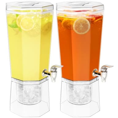 Lifewit 1 Gallon Drink Dispenser for Parties 2 Pcs, 4L Plastic Beverage Container with Stand for Juice/Tea/Soda & Lemonade, Clear Water Pitcher with Spigot for Mimosa Bar Hosting 39 x 16 cm/15x6"