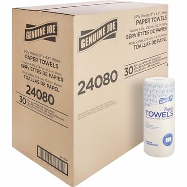 Genuine Joe-GJO24080 2-Ply Household Roll Paper Towels (Pack of 30) - WHITE