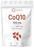 Micro Ingredients CoQ10 100mg Per Serving | 240 Softgels Made with Coconut MCT Oil | High Absorption Coenzyme Q10 as Ubiquinone | Antioxidant Support for Heart & Energy Health | Non-GMO