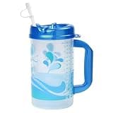 Plum Hill Drink More Water Plastic Tracking Hospital Mug With Measurements, Water Cup with Straw, 32 Oz Hospital Cup with Lid and Straw, Hospital Water Bottle with Straw (Pearl Blue)