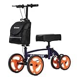 ELENKER Steerable Knee Scooter, Foldable Knee Walker with Basket Dual Braking System, Knee Scooters for or Angle and Injured Foot Broken Purple