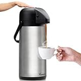 Coffee Carafe for Keeping Hot - 102oz/3L Airpot Coffee Dispenser with Pump - Insulated Stainless Steel Hot Beverage Dispenser for Parties - Thermos for Hot Drinks Water Tea Chocolate