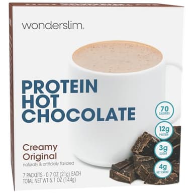 Wonderslim Protein Hot Chocolate, Hot Cocoa, Low Sugar, Low Carb, Keto Friendly & Gluten Free (7ct)