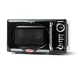 Nostalgia Retro Compact Countertop Microwave Oven - 0.7 Cu. Ft. - 700-Watts with LED Digital Display - Child Lock - Easy Clean Interior - Black