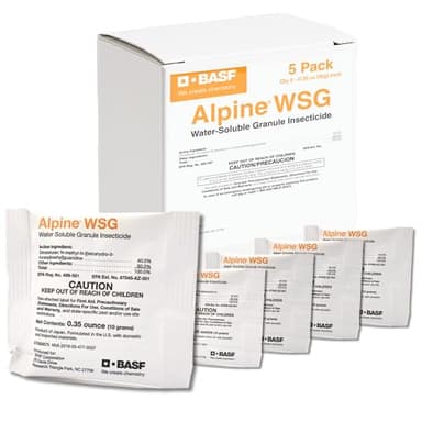 BASF Alpine WSG Insecticide, Water Soluble Granules for Indoor & Outdoor Pest Control, Kills Ants, Flies, Bed Bugs, German Cockroaches – 5 x 0.35 oz Packets (Each Makes 1 Gallon for 1,000 sq ft)