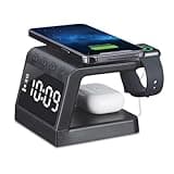 Timex Alarm Clock with Fast Wireless Charging Station for iPhone and AirPods - Black (TWW30B)