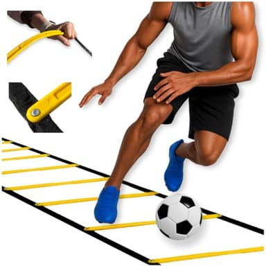 SOFTSOUL Tangle Free Agility Ladder - Premium Speed Training Equipment for Football Soccer Basketball Footwork Workout Drills for Kids Adults Youth with Portable Bag (12 Rungs 20 FT)