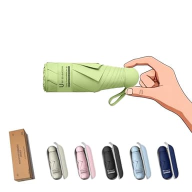 BAODINI Travel Essentials Mini Umbrella for Purse With Case Small Compact UV Sun Protection Lightweight Tiny Pocket Manual Open Close Umbrella for Women Kids and Men Fits Purse Backpack