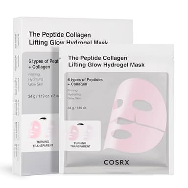 COSRX Pink Peptides Collagen Lifting Glow Hydrogel Face Masks Skincare 3 EA, Collagen Face Mask, Travel Essentials, Overnight Face Mask, Korean SkinCare