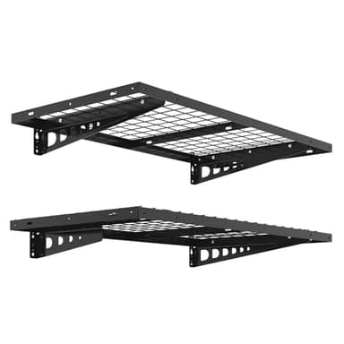 FLEXIMOUNTS 2 Pack 2x4ft Garage Storage 24x48 inch Heavy Duty Bike Wall Shelving Rack, 660lbs Total Weight Capacity, Black, Pro Series