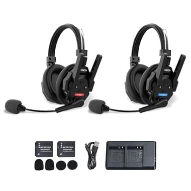 SYNCO XTALK XMAX2 Wireless Intercom Headset System, 2 Person Dual Ear Communication Headsets 500m/1640ft with Noise Reduction for Event TV Documentary Production, Xtalk-Xmax-Wireless-Headset-Intercom