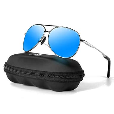 Aviator Sunglasses for Men Polarized Women UV Protection Lightweight Driving Fishing Sports Unisex glasses MX208 Silver Frame Blue Lens