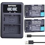 Batmax 2Pcs 2650mAh LP-E6 LP-E6N Battery + LED Dual Charger for Canon EOS R, R5, R6, Ra, XC10, XC15, 5D Mark II/III/IV, 5DS, 5DS R, 6D, 6D Mark II, 7D, 7D Mark II, 70D, 80D, 90D,Blackmagic 4K/6K