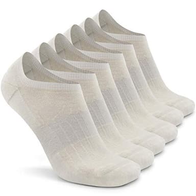 Busy Socks Merino Wool Running Socks Men, Women's No-Show Casual Fashion Cushioned Heel Elastic Top Comfort Journey Low Cut Socks, 6 Pairs, Large, White