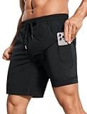 CRZ YOGA Men's 2 in 1 Running Shorts with Liner - 7'' Quick Dry for Workout Sports Athletic with Pockets Black Medium