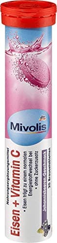 Mivolis Iron + Vitamin C effervescent Tablets - Dietary Supplements 1 Pack x 20 pcs | Germany
