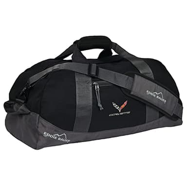 C7 Corvette Duffle Bag Weekend Travel Duffel Bag with Cross Flags Logo (Black)