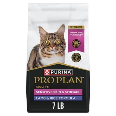 Purina Pro Plan Sensitive Skin and Stomach Cat Food, Lamb and Rice Formula - 7 lb. Bag