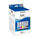 EPSON 552 EcoTank Ink Ultra-high Capacity Bottle Five Color Combo Pack (T552920-S) Works with EcoTank Photo ET-8500, ET-8550