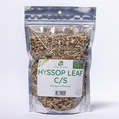 Herb To Body Hyssop Leaf C/S - Hyssopus officinalis, Hyssop Leaf Cut and Sifted for Herbal Tea, Botanical Blends and Traditional Preparations, Natural Dried Hyssop Leaves, Wildcrafted 4oz