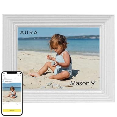 Aura Mason WiFi Digital Picture Frame | Wirecutter's Best Digital Frame for Gifting | Send Photos from Your Phone | Quick, Easy Setup in Aura App | Free Unlimited Storage | White
