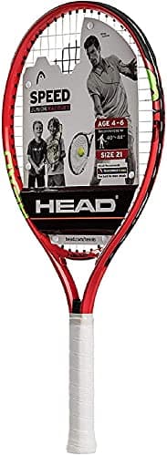 HEAD Speed Junior Pre-Strung Tennis Racquet, Lightweight Youth Tennis Racket for Kids & Beginners, Durable Aluminum Frame, Age 4-6, 21 inch, Red