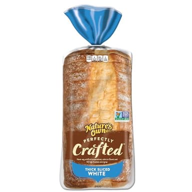 Nature's Own Perfectly Crafted White Bread, Thick Sliced Non-GMO Sandwich Bread, 22 oz Loaf