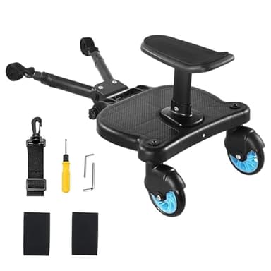 HOTMUZ Universal Stroller Board with Detachable Seat Suitable for Most Brands of Strollers, Stroller Board Attachment for Toddler, Stroller with Standing Platform,Holds Children Up to 55lbs