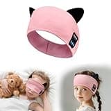 Joythink Kids Bluetooth Headband Headphones Sleep Mask Wireless Earphones Built in Thin Speaker Adjustable Sports Headset Sleep Headband for Girls Boys Toddler Children Baby Travel Study Pink