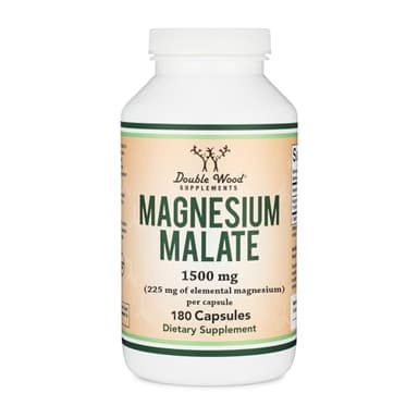 Magnesium Malate Capsules (180 Count) - 1,500mg Per Serving (Magnesium Bonded to Malic Acid), Third Party Tested, Vegan Friendly, Gluten Free by Double Wood Supplements