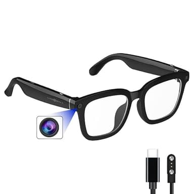 KOIPSSE AI Smart Camera Glasses: HD 1080P Video Recording and Photo Taking, Translation, Assistant Conversation, Suitable for Outdoor and Indoor, Cycling, Hiking Travel (Transparent Anti-Blue Light)
