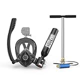 HOUVAN Mini Scuba Tank with Snorkel Mask 0.5L Inflatable Diving Tank with Full Face Diving Mask Pony Bottle Backup Diving Air Tank Suits for Recreational Snorkeling Shallow Diving,C-Black