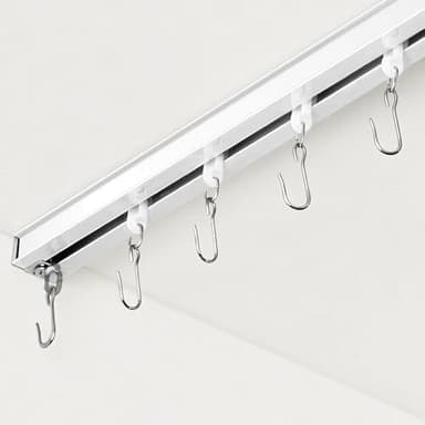 FELIDESIGN Curtain Track, Ceiling Curtain Track for Room Divider, Ceiling Mount Rail Set with Roller Hooks, White, 6ft - 9ft