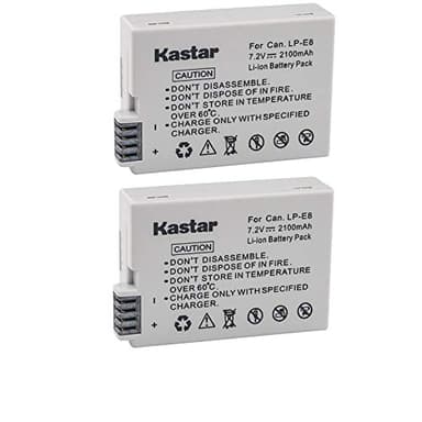 Kastar 2 Pack Replacement Batteries for Canon LP-E8 LPE8 and Canon Rebel T5i T4i T3i T2i 550D 600D 650D 700D Kiss X4 X5 X6 Digital Cameras